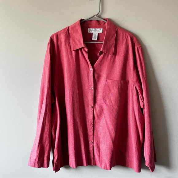 Maggie McNaughton Women's Salmon Washable Linen Blend Shirt 2X NWT Plus - Picture 1 of 15